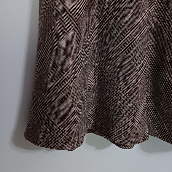 Talbots wool blend plaid skirt sz 10 brown lined - Picture 3 of 10